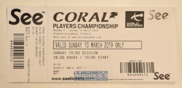 Ronnie O’Sullivan Holder of 19 Snooker Titles from Triple Crown Tournaments – evening ticket for the