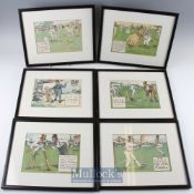 Collection of 12x Laws of Cricket by Chas Crombie colour prints – originally publ’d in 1906 in