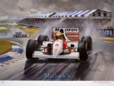 Ayrton Senna (b. 1960 – d.1994) 3x Formula One World Champion signed ltd ed print by Michael
