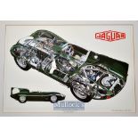 1955 Jaguar D-type signed ltd ed print by Tony Matthews - signed in pencil to the border by the