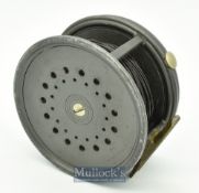 Hardy Bros England The Perfect alloy salmon fly reel 4 ¼” wide drum^ ribbed foot^ with nylon line^