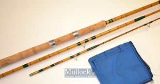 Fine “Sharpes Rods” whole cane spliced split cane coarse rod – 11ft 3pc with whole cane butt and mid