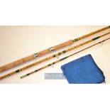 Fine “Sharpes Rods” whole cane spliced split cane coarse rod – 11ft 3pc with whole cane butt and mid
