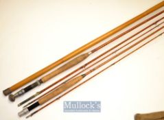 2x Split cane trout fly rods in need of complete restoration – to incl Hardy The Perfection ser.