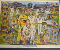 1980s Signed Cricket collage of Test Match^ County Cricket and other notable cricket figures and