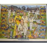 1980s Signed Cricket collage of Test Match^ County Cricket and other notable cricket figures and