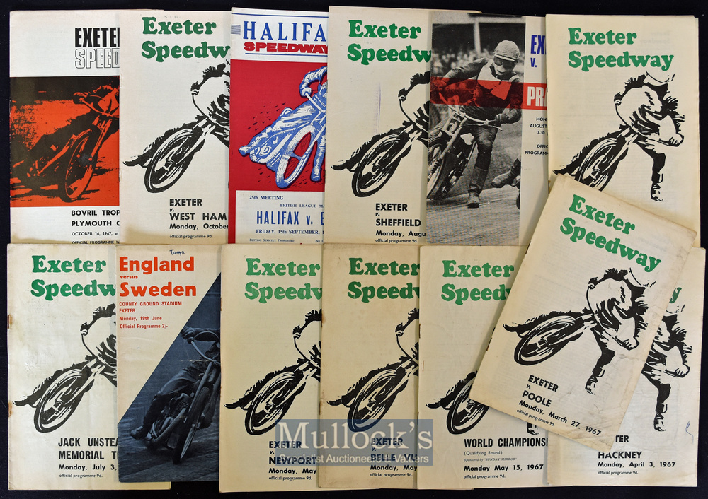 Collection of Exeter Falcons Speedway programmes from 1967 (13) - mostly League I^ England v