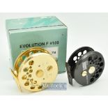 2x unused fly reels - Marado Evolution F #189 aluminium fly reel 3 ¼” perforated face^ wooden