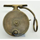 Early and interesting P.D. Malloch Perth Patent all brass side caster reel – 2 7/8” dia spool with