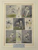 Early 1900s Surrey v Oxford University Cricket Match hand coloured print – from the original by