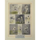Early 1900s Surrey v Oxford University Cricket Match hand coloured print – from the original by