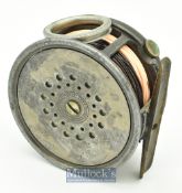 Hardy Bros Alnwick The Perfect Dup Mk. II salmon reel - 3 3/4”dia stamped Brit No. 145904 & USA