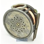 Hardy Bros Alnwick The Perfect Dup Mk. II salmon reel - 3 3/4”dia stamped Brit No. 145904 & USA