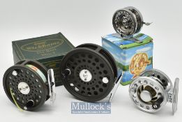 Selection of fly reels (4) - Wickhams 4/5 alloy fly reel 2 7/8” diameter^ smooth foot^ runs smooth