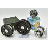 Selection of fly reels (4) - Wickhams 4/5 alloy fly reel 2 7/8” diameter^ smooth foot^ runs smooth