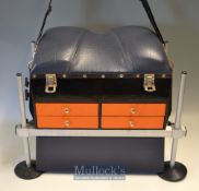 Quality Custom Made Fishing Tackle Seat/Box – with leather covered foam seat^ adjustable alloy legs^