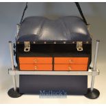 Quality Custom Made Fishing Tackle Seat/Box – with leather covered foam seat^ adjustable alloy legs^