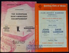 1980 European Bantamweight Championship Boxing programme and another (2) - John Owen (Merthyr