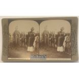 India - Original real photo stereo view showing Giants from the Kashmir state taken during the Delhi