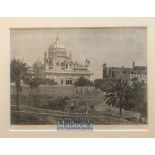 India – c1860s Original Steel engraving of Maharaja Ranjit Singh Tomb or samadhi at Lahore.