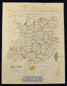 China - Antique hand drawn and coloured Map of China shows Hong Kong Island as British but not