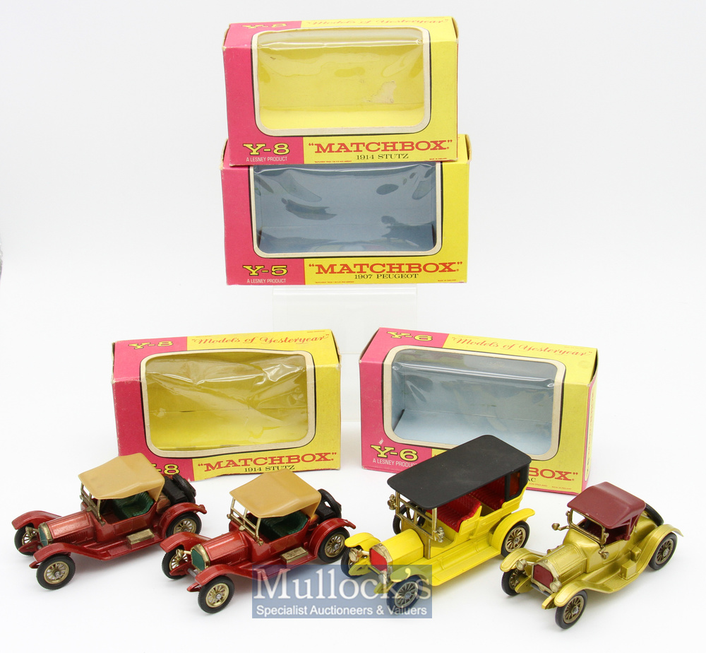 Matchbox Diecast Lesney Models of Yesteryear Y5 1907 Peugeot, Y6 1913 Cadillac plus 2x Y8 1914 Stutz