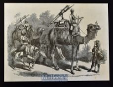 India & Punjab - Camel Jingalls original engraving from a periodical 1858 this artillery was used by