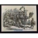 India & Punjab - Camel Jingalls original engraving from a periodical 1858 this artillery was used by