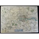 London - Map of Tollgates and Principle Bars within Six Miles of Charring Cross published June