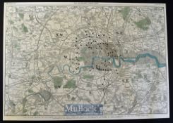 London - Map of Tollgates and Principle Bars within Six Miles of Charring Cross published June