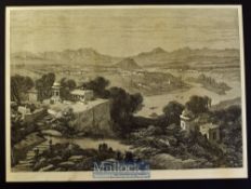 India - Poonah - View of Poonah, Near Bombay original engraving 1875 a Panoramic view from a