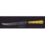 India / Persia – Kard Dagger the blade engraved with script, having a bone handle inlaid with semi-