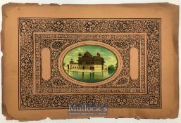 India & Punjab – Golden Temple Print a vintage antique print of a mounted images of the Golden