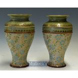 Pair of Royal Doulton Slaters Stoneware Vases marked 7585, F, with ‘Lion, Crown and connected D’