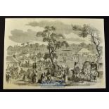 India - A Hindoo Fair original engraving 1858 probably after W. Carpenter 36x25cm laid to card
