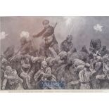 India – WWI Original print showing Savage Sikh soldiers charge against the German trenches. c1900s