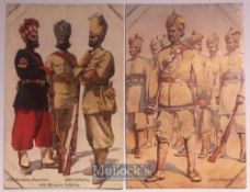 India – c1900 2x Types of Indian army postcards showing Merwara infantry & 33rd Punjabi’s. From