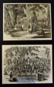India & Punjab - Two original engravings after W. Carpenter 'A Hindoo Fair in Cashmere' 1858 and A