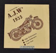 A.J.W. Motor Cycles 1935 Sales Catalogue A period 4 page Sales Catalogue, illustrating one machine