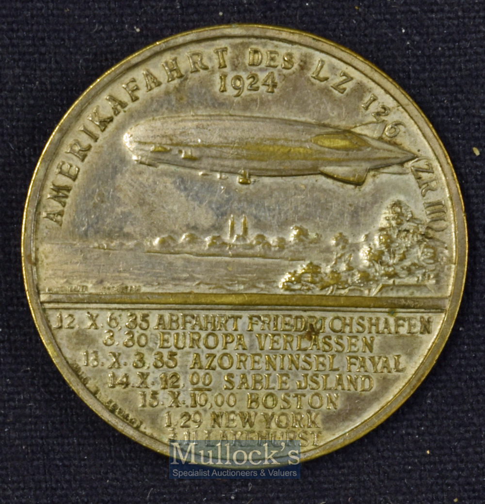 Aviation - Zeppelin Lz 126, 1924, Medallion Obverse; Portrait of Dr Hugo Eckener Chairman of the