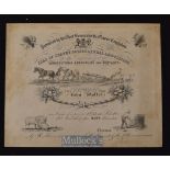 Kent - Isle Of Thanet Agricultural Association 1873 Impressive large Certificate with fine