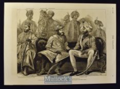 India - 1876 After The Arrival of the Prince of Calcutta original engraving a group of native