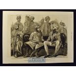 India - 1876 After The Arrival of the Prince of Calcutta original engraving a group of native