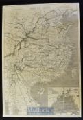 China - Map of China with plan of Canton large original double page map showing all principle cities