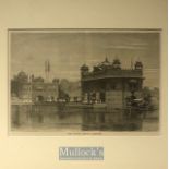 India - 19th century engraving showing the holiest Sikh shrine the Golden temple, Amritsar Punjab.