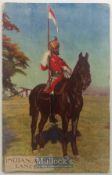 India & Punjab – Indian Army Lancer original antique WWI postcard showing an Indian Army Lancer of