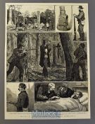 Australia - Capture of the Kelly Gang of Australian Bushrangers original illustration 1880 with text