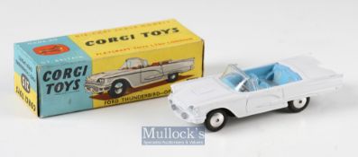 Corgi Toys 215 Ford Thunderbird Open Sports Car white body with light blue interior in maker's