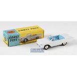 Corgi Toys 215 Ford Thunderbird Open Sports Car white body with light blue interior in maker's