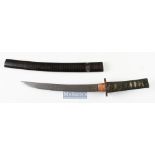 19th / 20th century Japanese Tanto Dagger Sword unsigned, with 31cm blade with copper habaki and